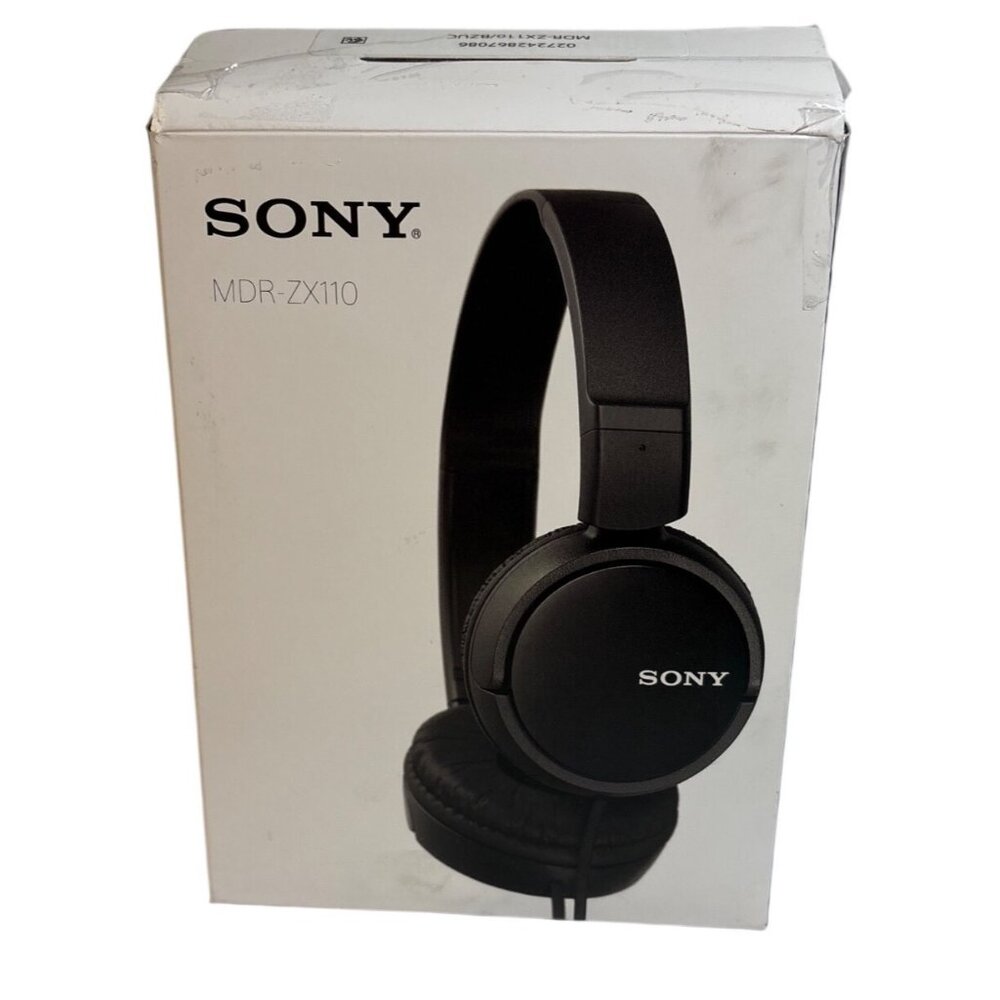 Sony MDR-ZX110 Stereo Headphones Wired Foldable Black Noise Isolation Open Box
